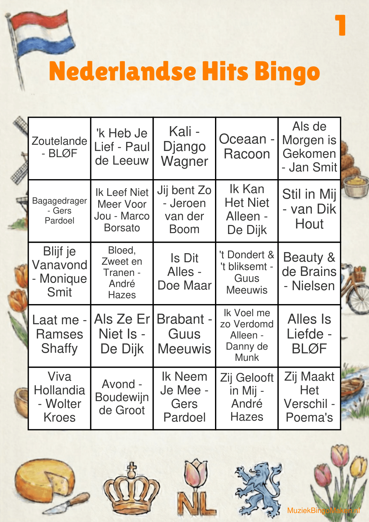 Bingo Musical Hits Holandeses