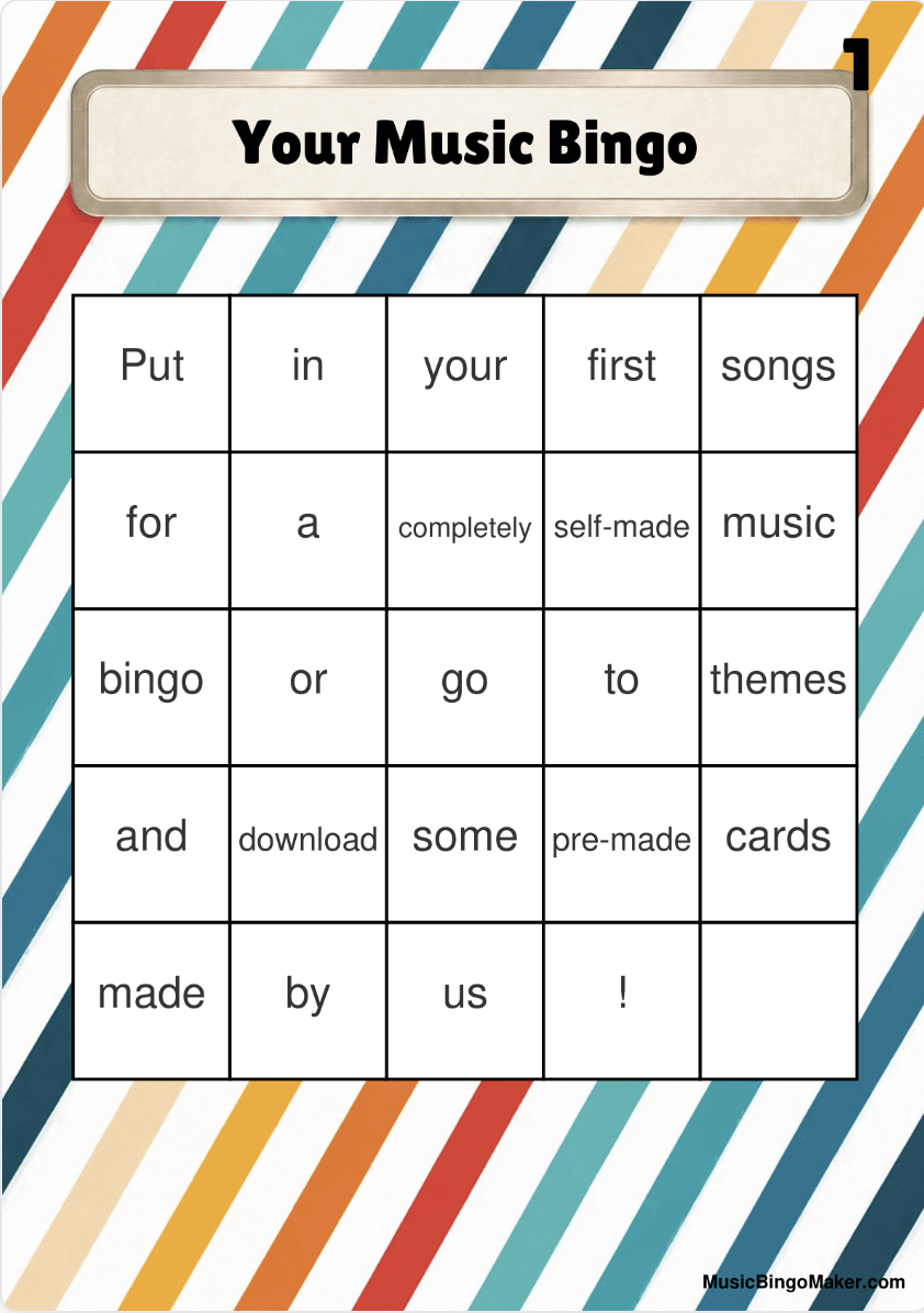 Imagen de vista previa de una plantilla vacía de tarjeta de bingo musical